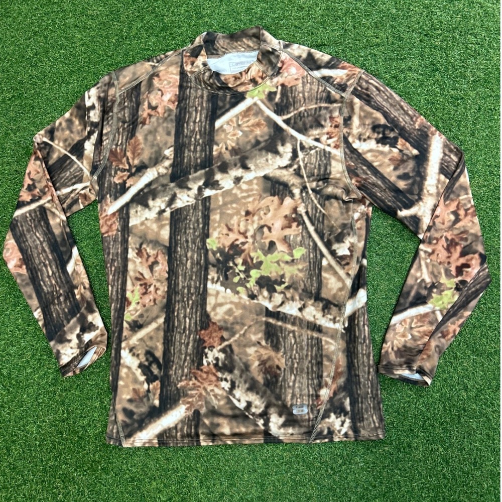 Layer 8 Performance Mens Camo Long Sleeve Base Layer Mock Neck Shirt Large
